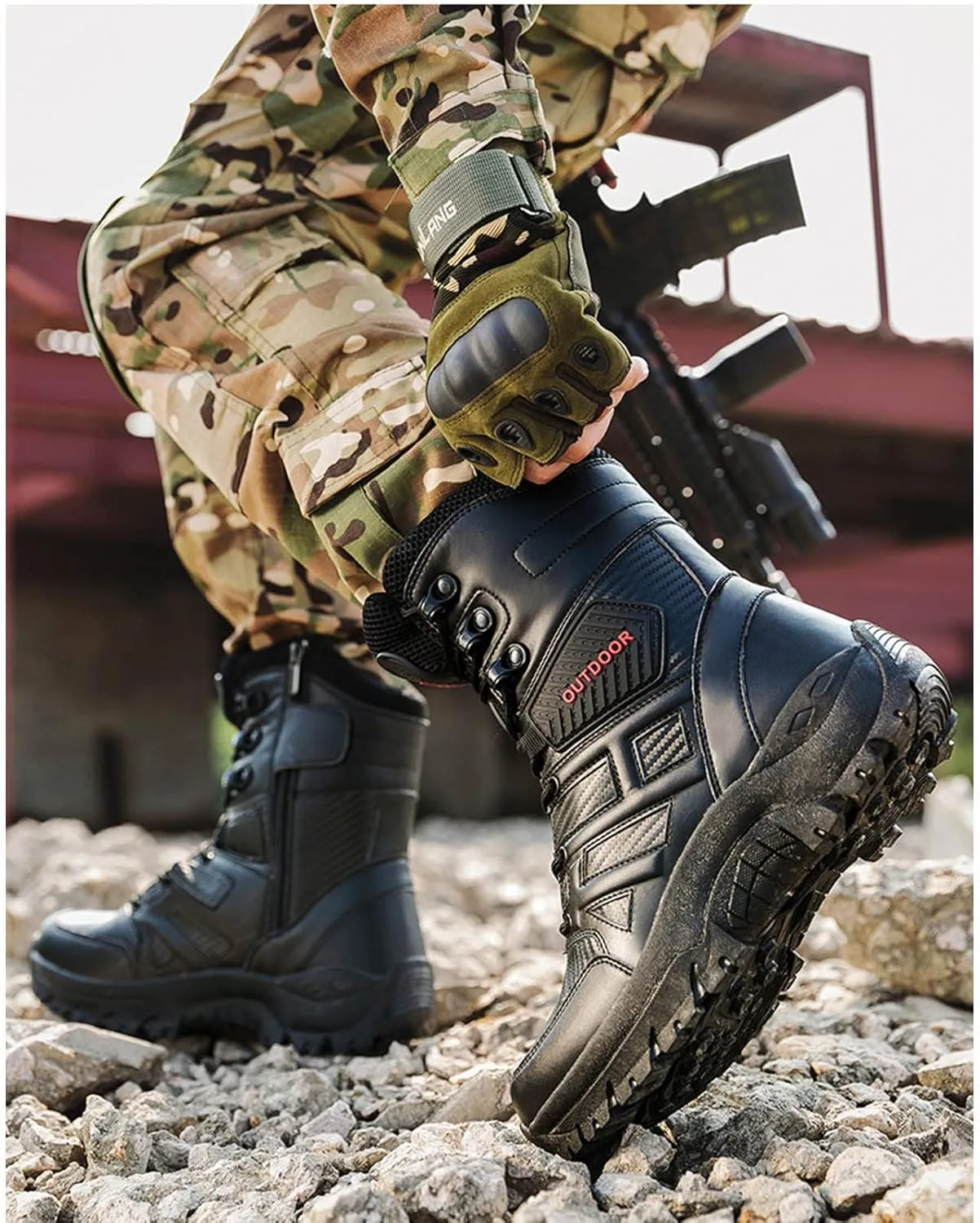 Waterproof Hiking Work Boots Men's Tactical Boots 8 Inches Lightweight Military Boots Breathable Desert Boots