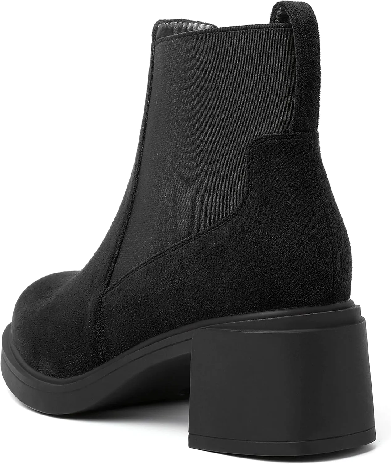 WAYDERNS Womens Slip On Suede Outdoor Round Toe Casual Chunky Mid Heel Ankle High Boots 2.2 Inch