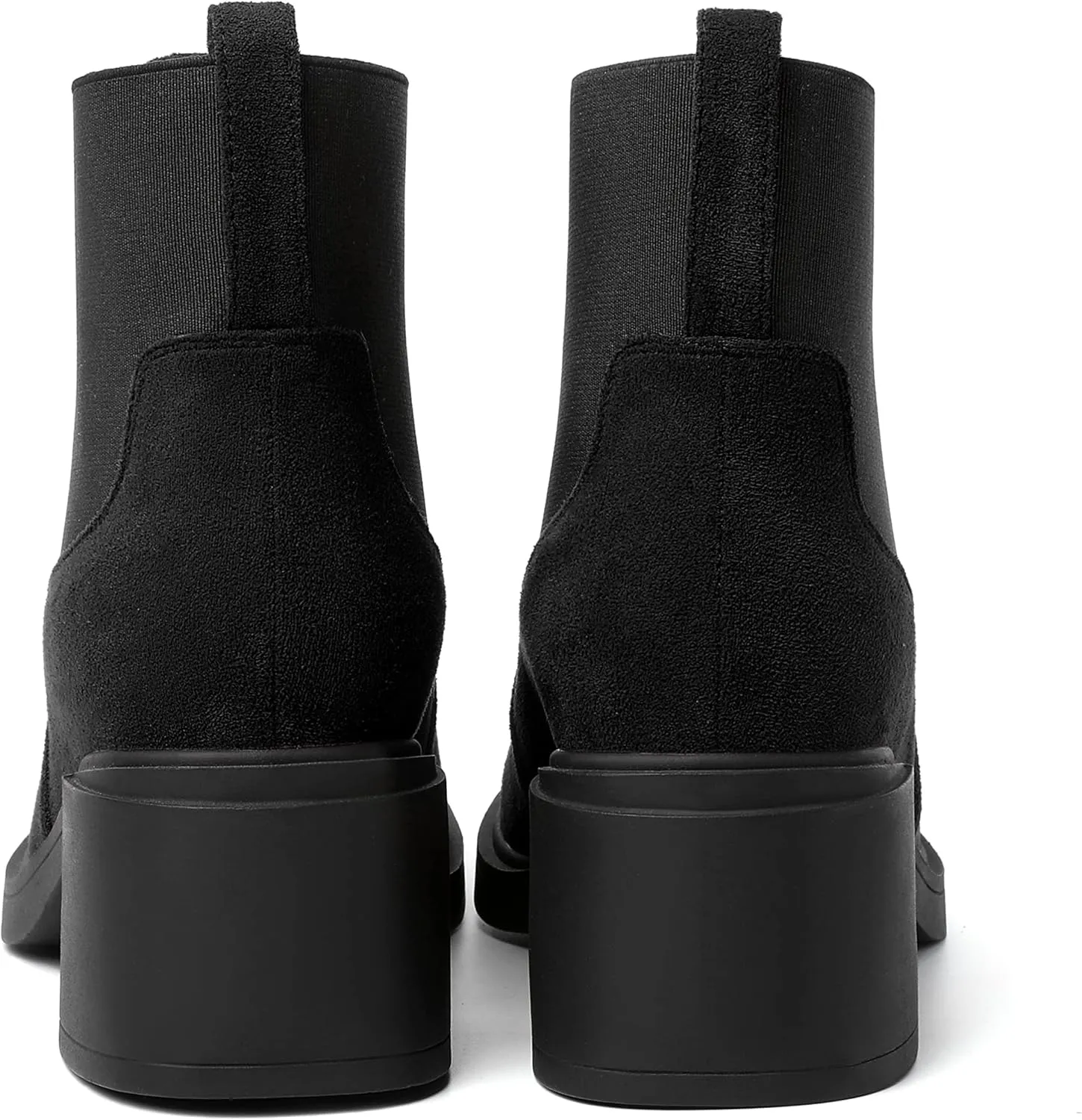 WAYDERNS Womens Slip On Suede Outdoor Round Toe Casual Chunky Mid Heel Ankle High Boots 2.2 Inch