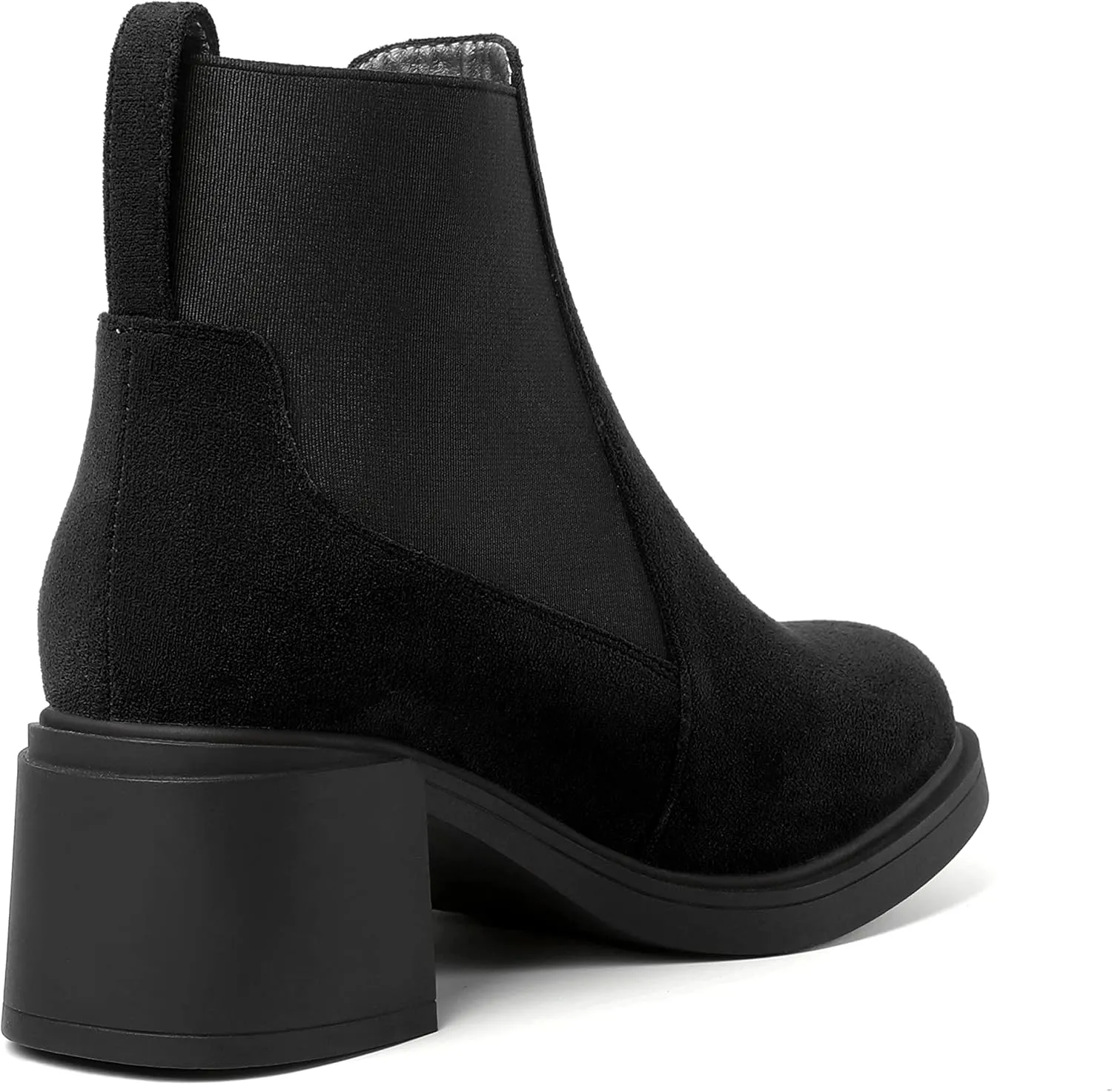 WAYDERNS Womens Slip On Suede Outdoor Round Toe Casual Chunky Mid Heel Ankle High Boots 2.2 Inch