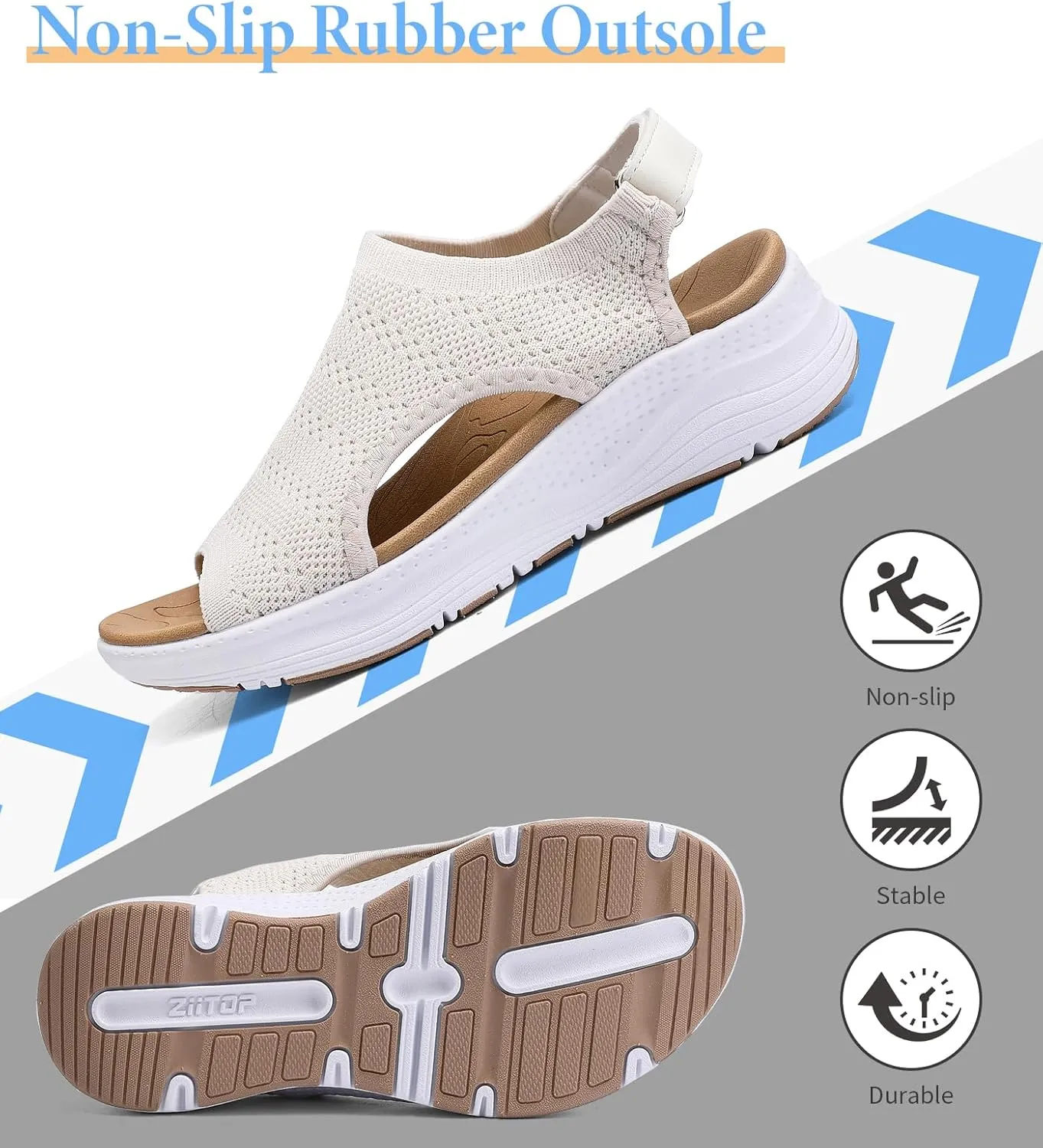 Women Arch Support Orthotic Walking Sandals Open Toe Adjustable Ankle Strap