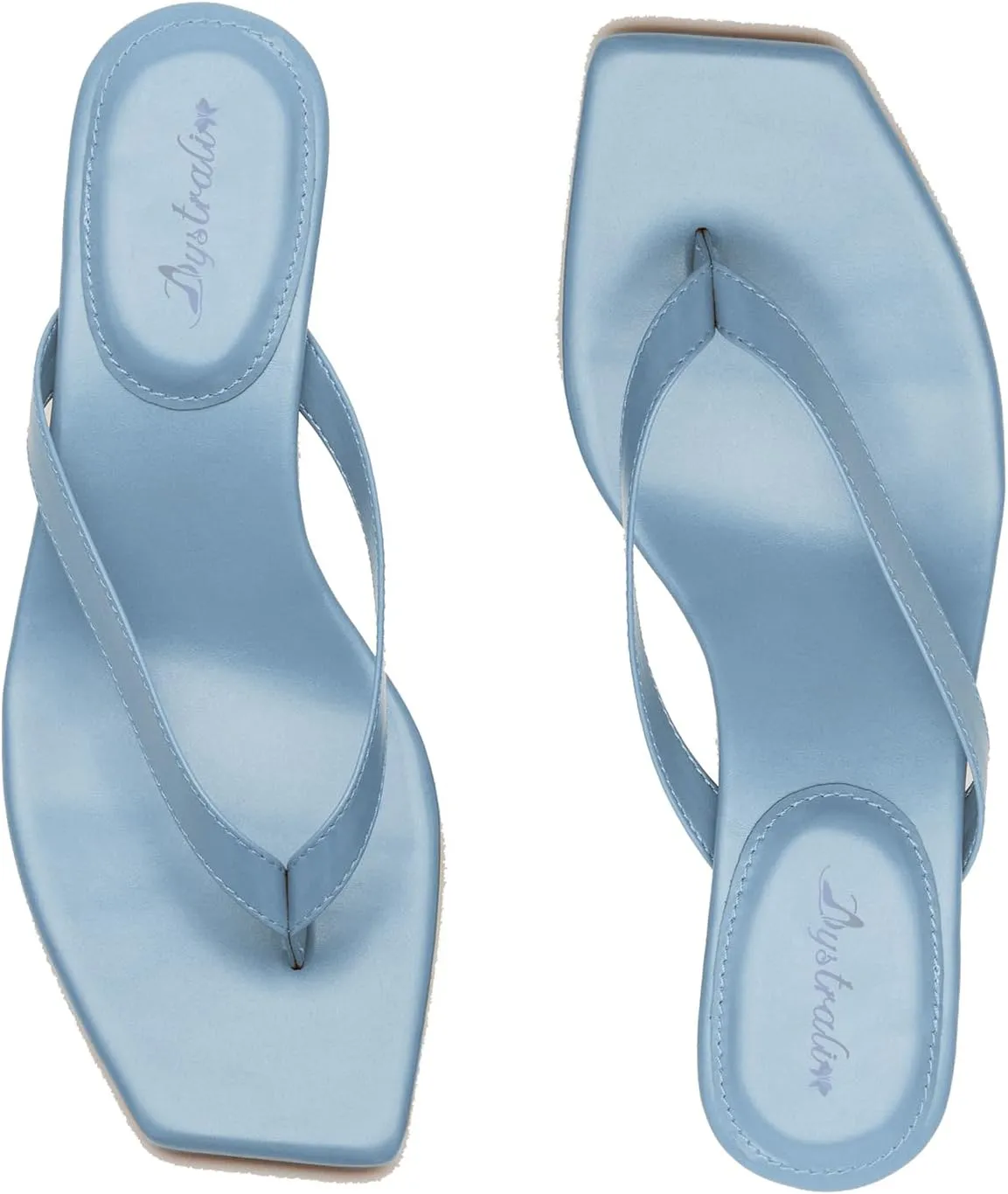 Women Flip-Flops Mules Kitten Heels Square Toe Thong Sandals Matte Comfy 1 inch Low Heel Slippers T-Straps Open Toe Outdoor Beach Summer Slip On Sandal Heels Basic Chic 4-11 M US
