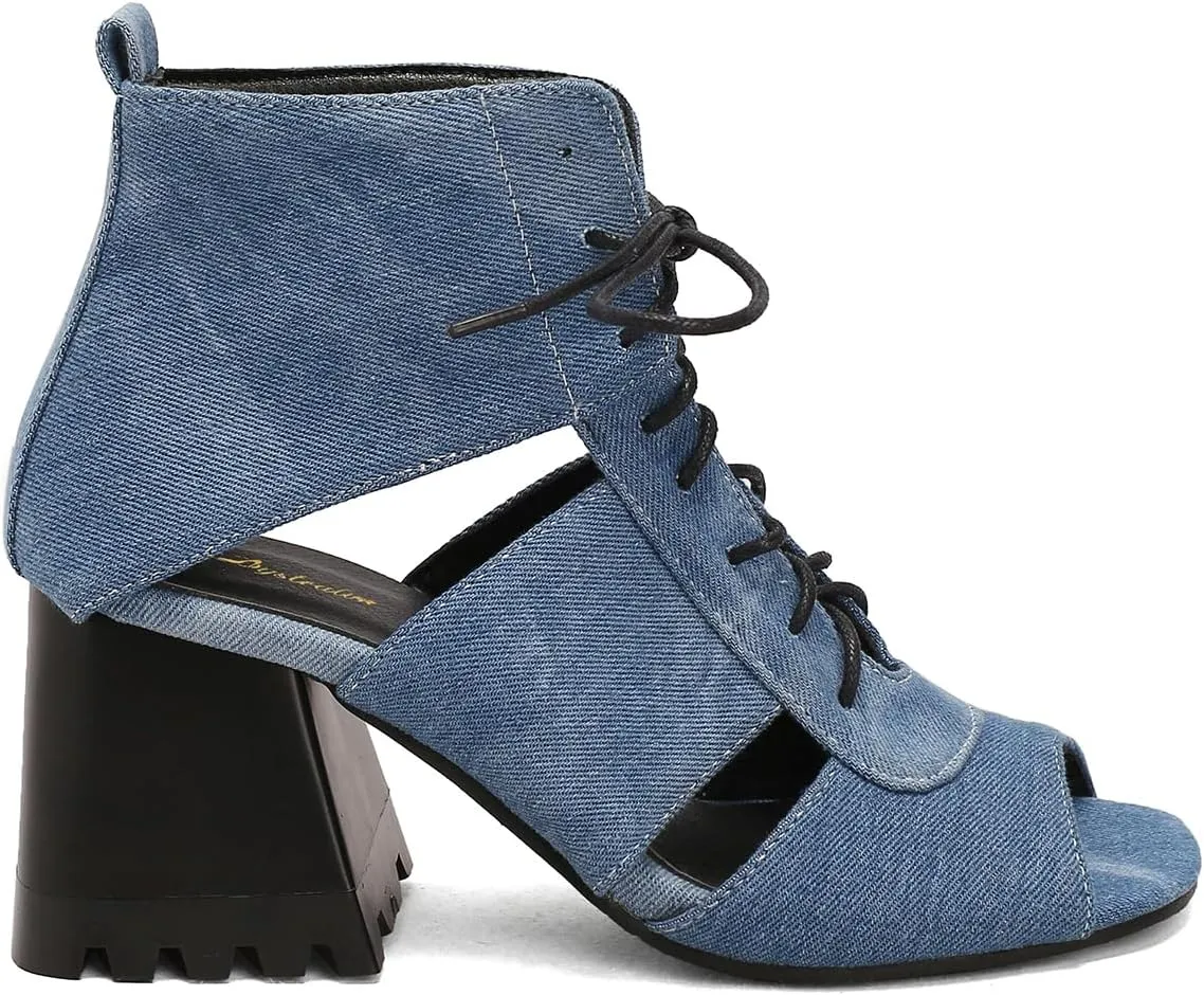 Women Heeled Sandals Peep Open Toe Ankle Boots Mid Chunky Block Heel Cutout Booties Sandals Zipper Lace Up Ankle Strap Dress Sandal Pumps Shoes Suede Crocodile Snakeskin Chic Size 4-15 M US