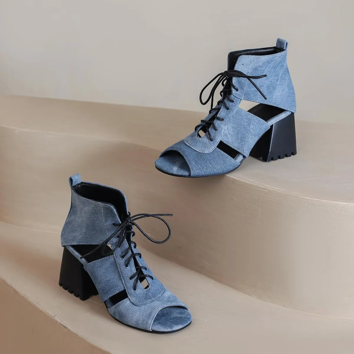 Women Heeled Sandals Peep Open Toe Ankle Boots Mid Chunky Block Heel Cutout Booties Sandals Zipper Lace Up Ankle Strap Dress Sandal Pumps Shoes Suede Crocodile Snakeskin Chic Size 4-15 M US