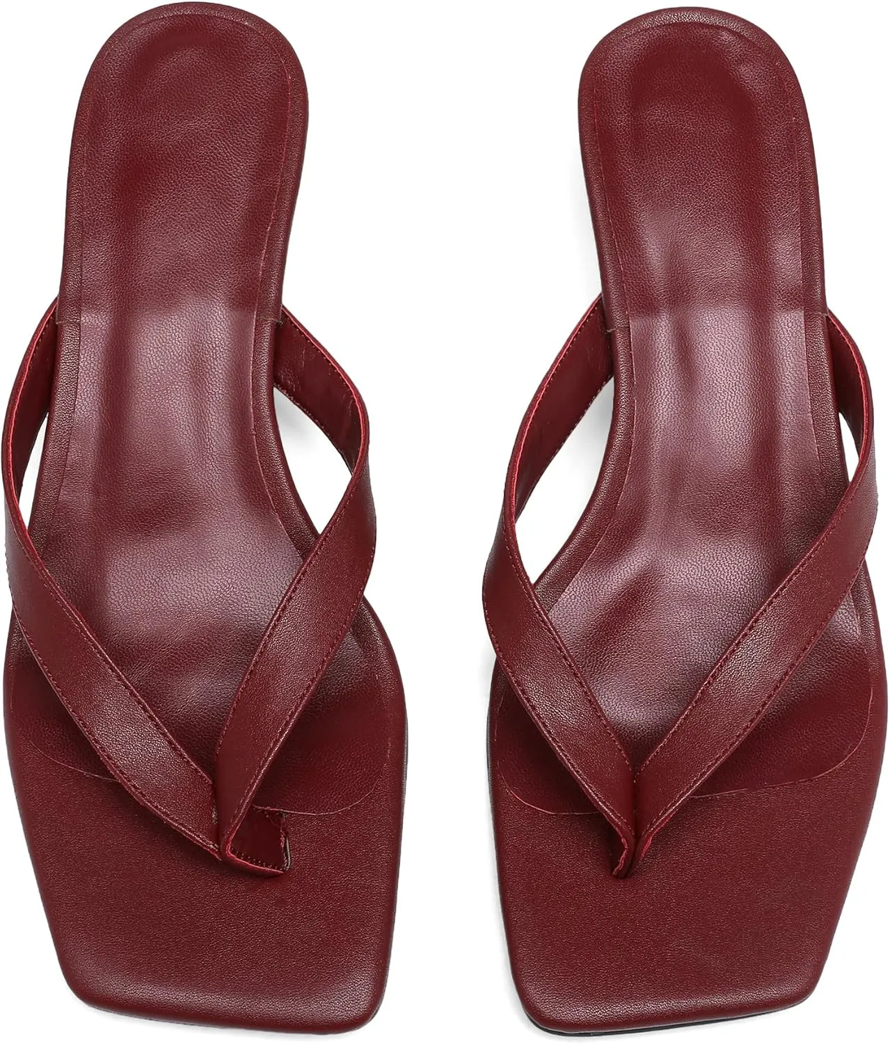 Women Kitten Heel Thong Sandals Square Open Toe Flip Flop Sandals Low Heel Fashion Party Dress Heeled Sandals