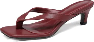 Women Kitten Heel Thong Sandals Square Open Toe Flip Flop Sandals Low Heel Fashion Party Dress Heeled Sandals