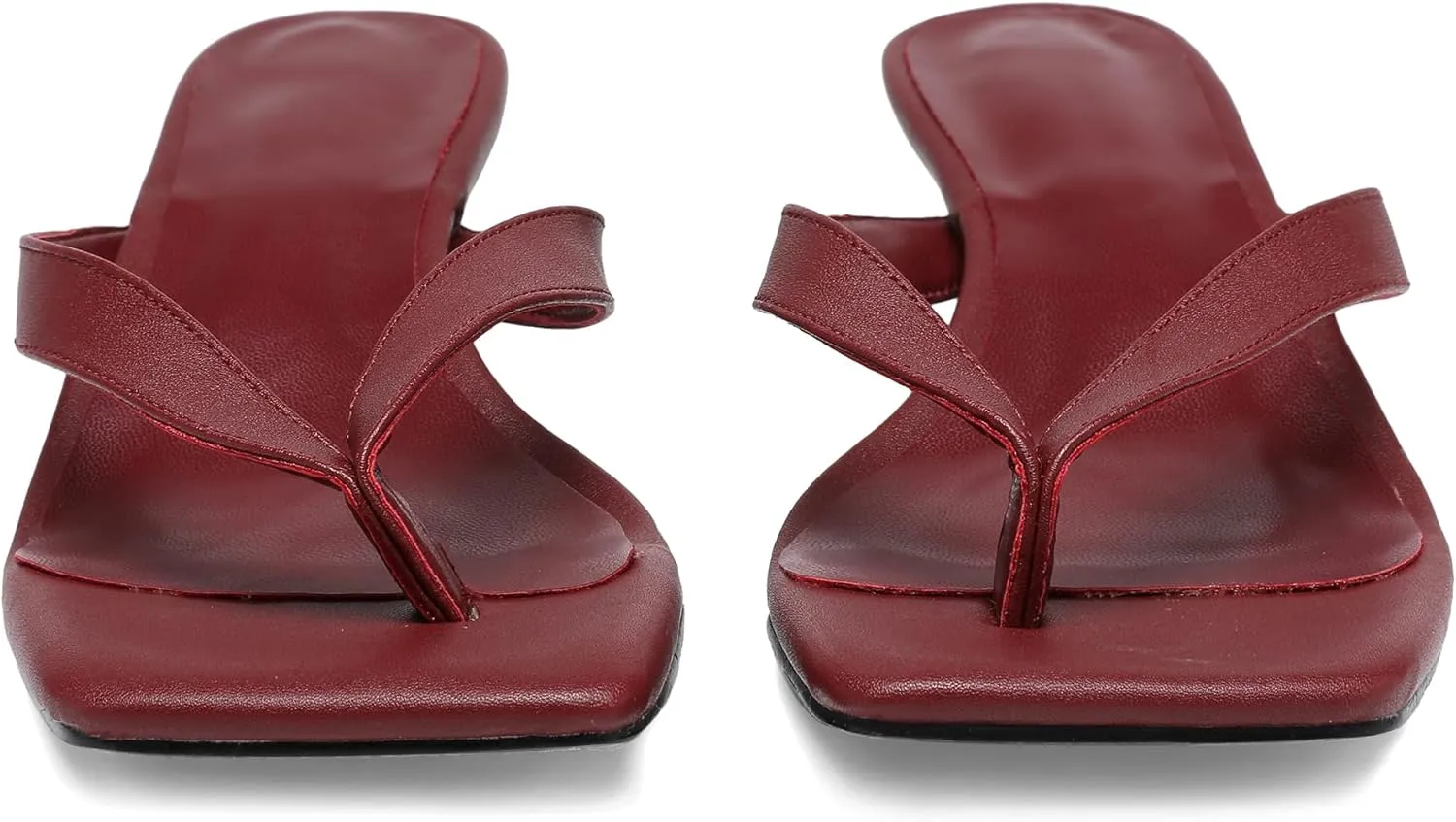 Women Kitten Heel Thong Sandals Square Open Toe Flip Flop Sandals Low Heel Fashion Party Dress Heeled Sandals