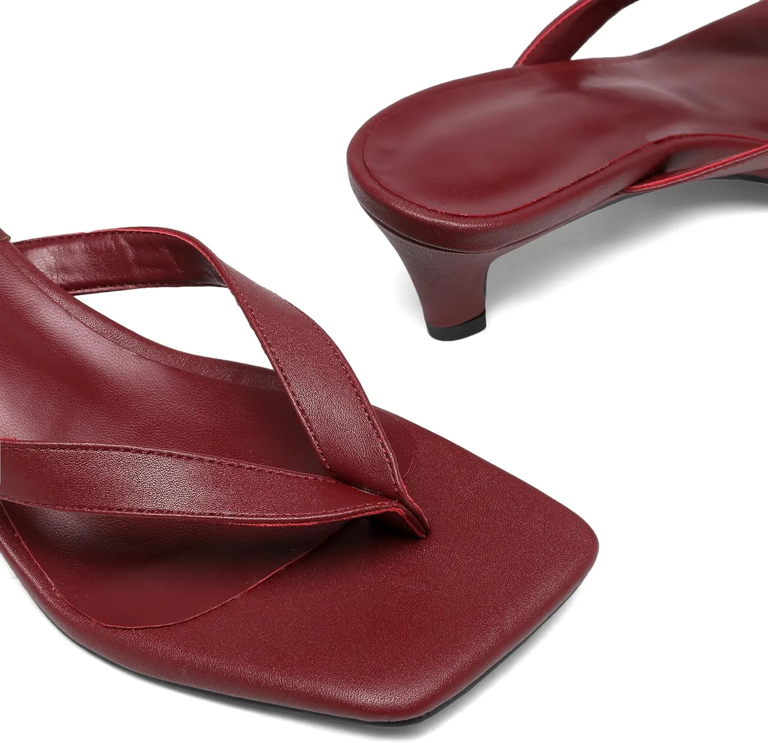 Women Kitten Heel Thong Sandals Square Open Toe Flip Flop Sandals Low Heel Fashion Party Dress Heeled Sandals