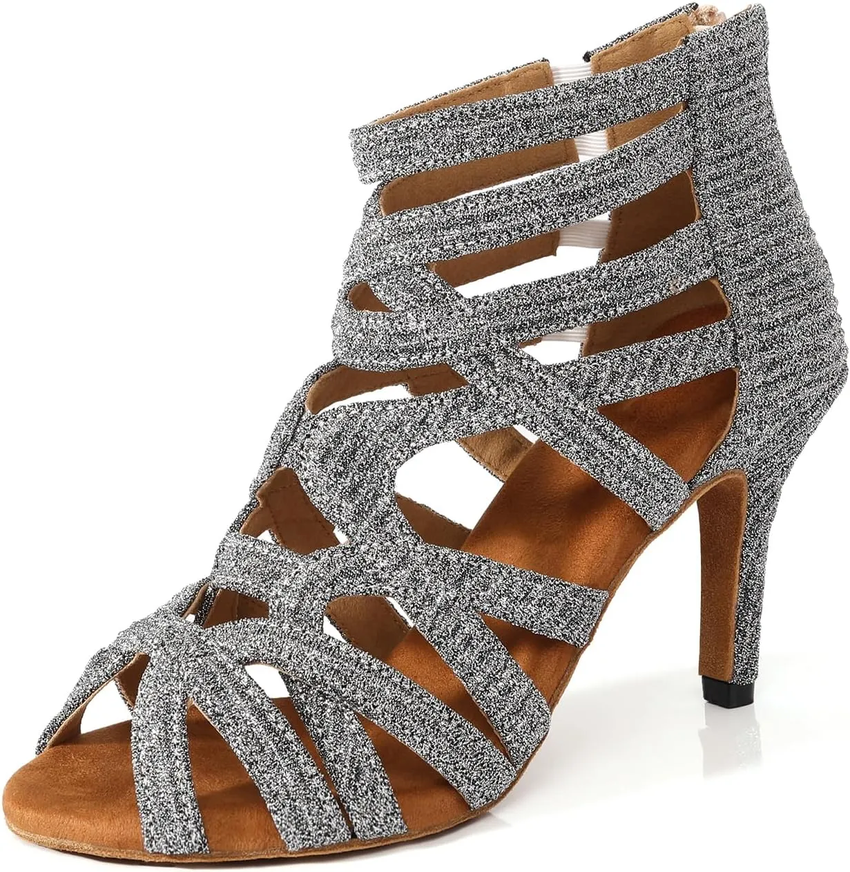 Women Latin Dance Boots Peep Toe Ballrooom Salsa Performance Professional Ankle Dance Shoes Dance Heels