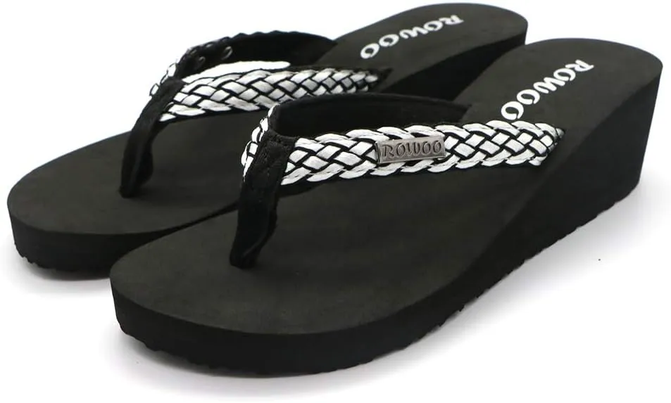 Women Platform Wedge No-Slip Thong Flip Flops High Heels Beach Dressy Sandals