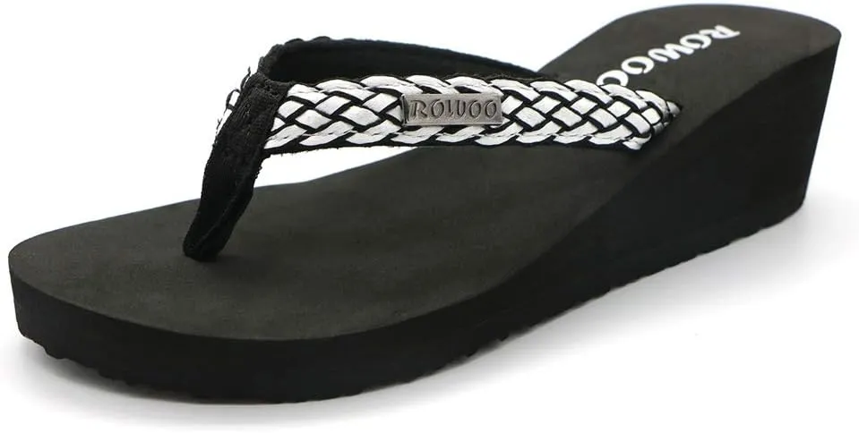 Women Platform Wedge No-Slip Thong Flip Flops High Heels Beach Dressy Sandals