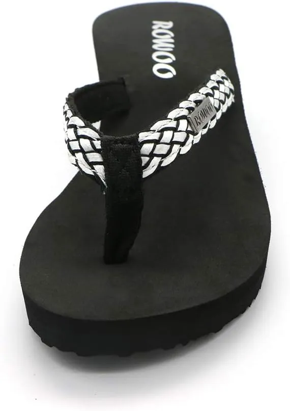 Women Platform Wedge No-Slip Thong Flip Flops High Heels Beach Dressy Sandals