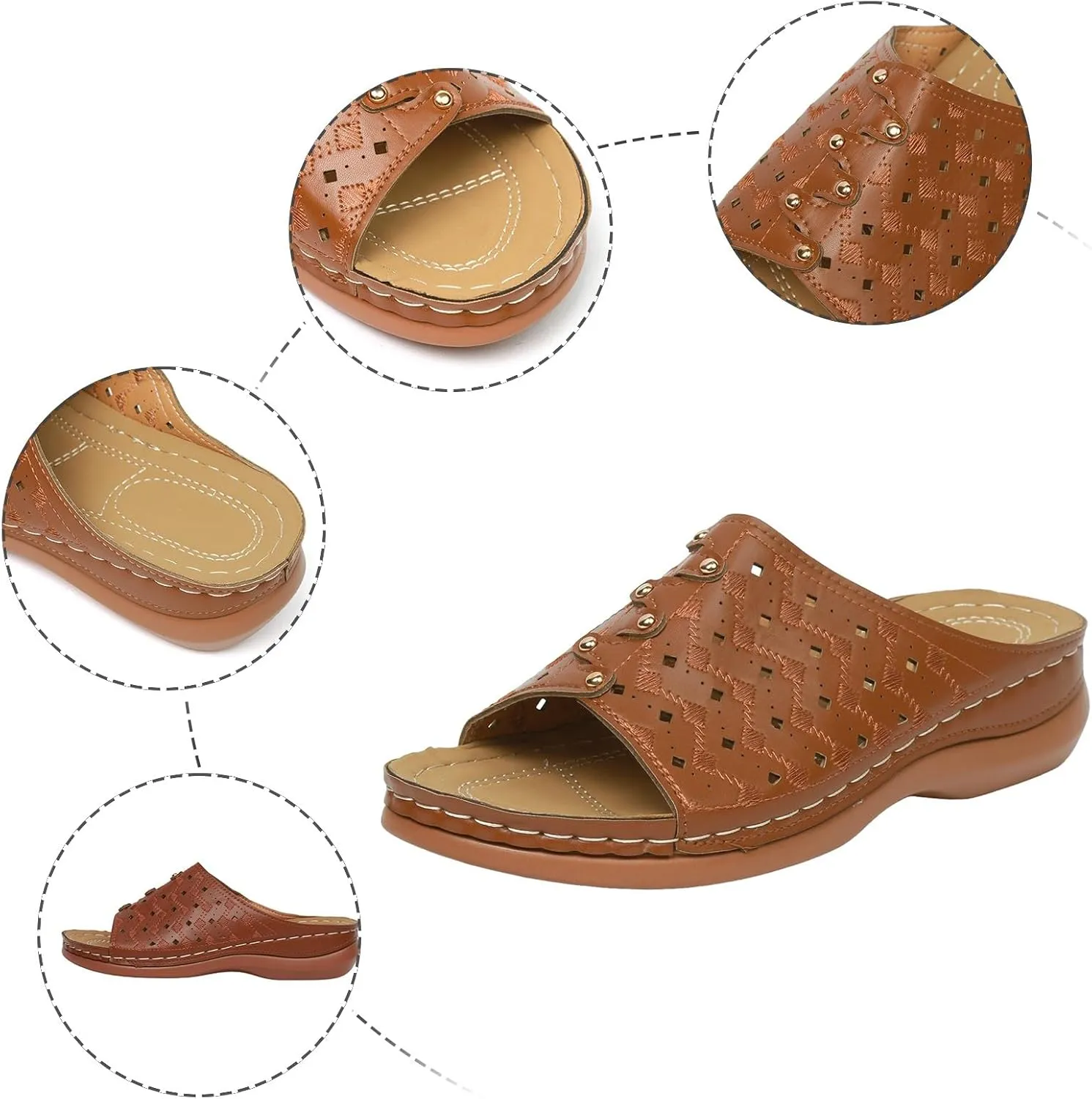 Women Shoes Wedge Heel Sandals Fashionable One Foot Wear Can Correct Arch Sandals for Women Strap Flat for