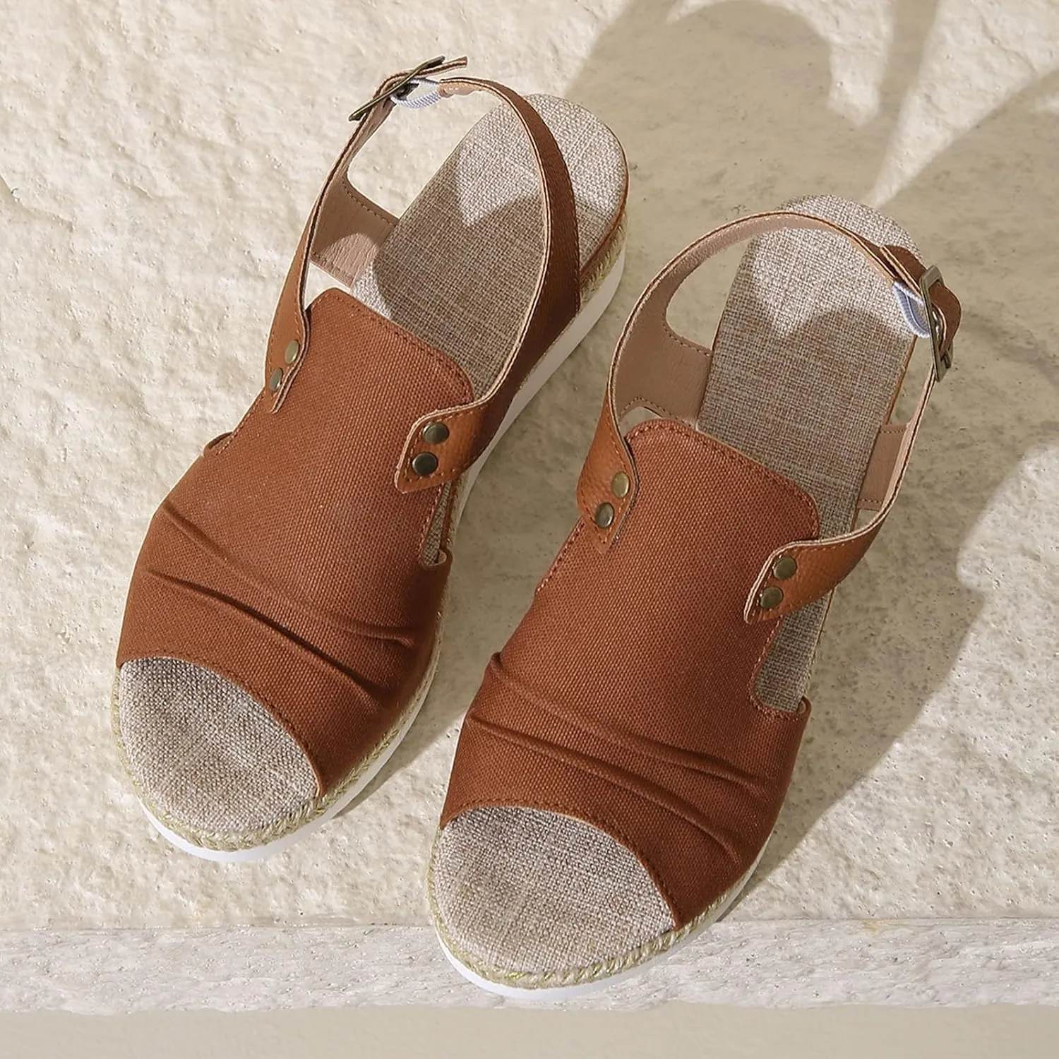 Women Shoes Wedge Thick Sole Sandals Fashionable Fish Mouth Breathable Bohemian Beach Earth Sandals for Women Size 9