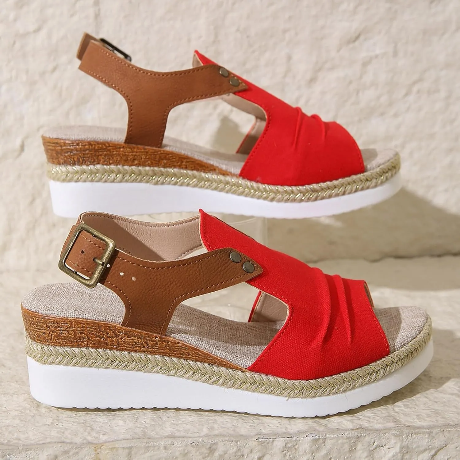 Women Shoes Wedge Thick Sole Sandals Fashionable Fish Mouth Breathable Bohemian Beach Earth Sandals for Women Size 9