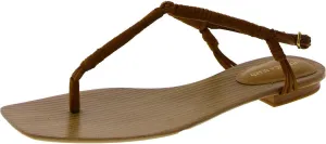 Womens AMELIA Leather Thong Flatform Sandals Brown 7 Medium (B,M)