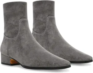 Women's Ankle Boots Square Toe Low Chunky Block Heel Booties Comfortable Short Boots Side Zipper Booties Shoes