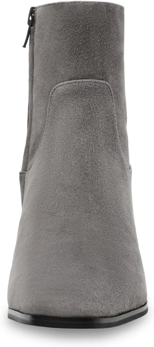 Women's Ankle Boots Square Toe Low Chunky Block Heel Booties Comfortable Short Boots Side Zipper Booties Shoes