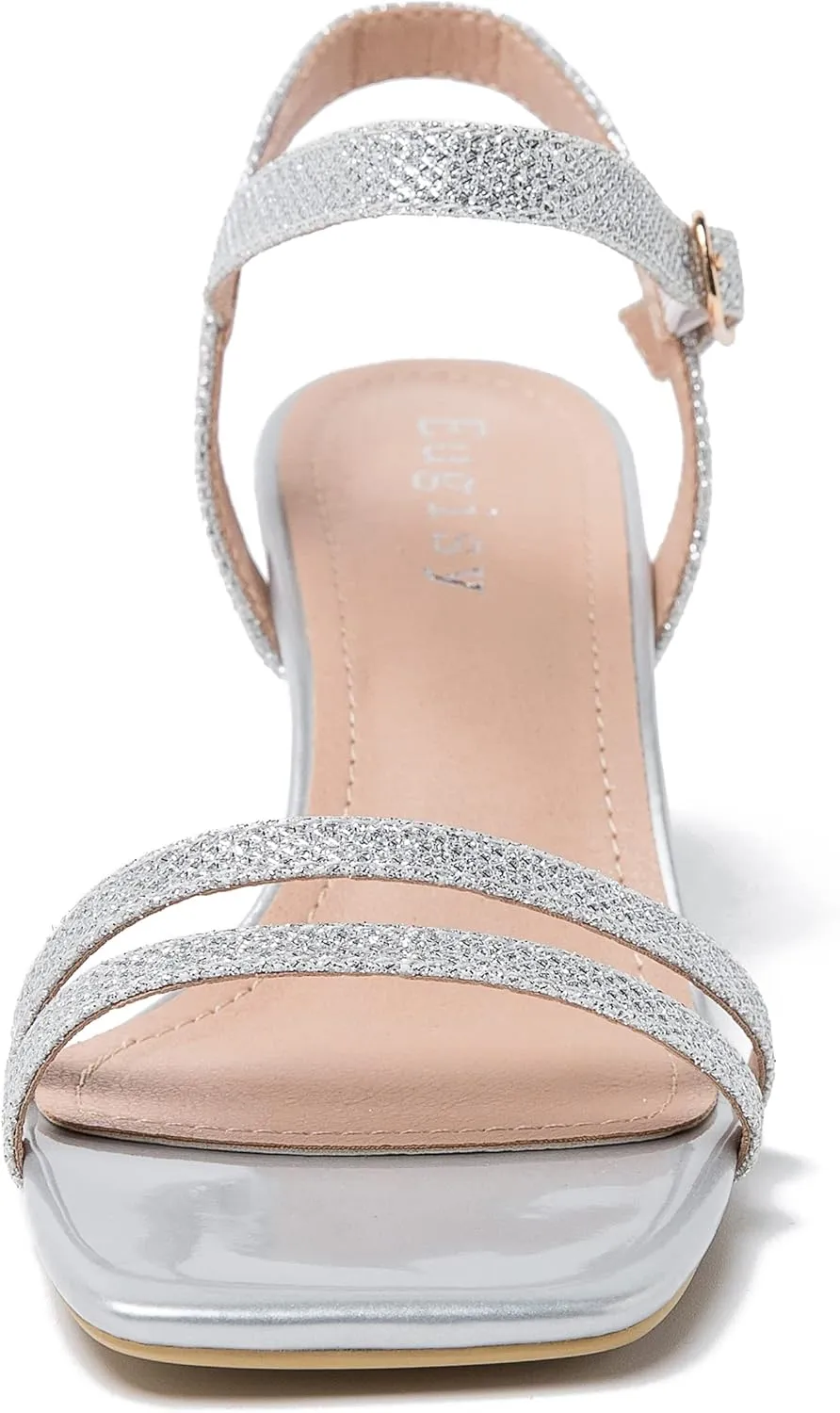 Women's Ankle Strap Low Kitten Heel Square Open Toe Strappy Heeled Sandals Party Dress Wedding Dance Shoes