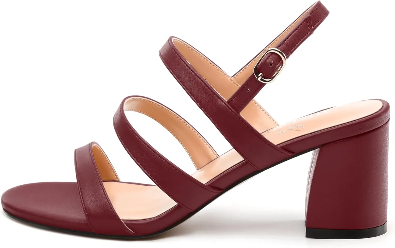 Womens Ankle Strap Sandals, Mid Block Heel Open Toe Strappy Sandals for Women, Low Chunky Heel Comfort Sandals 2"