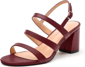Womens Ankle Strap Sandals, Mid Block Heel Open Toe Strappy Sandals for Women, Low Chunky Heel Comfort Sandals 2"