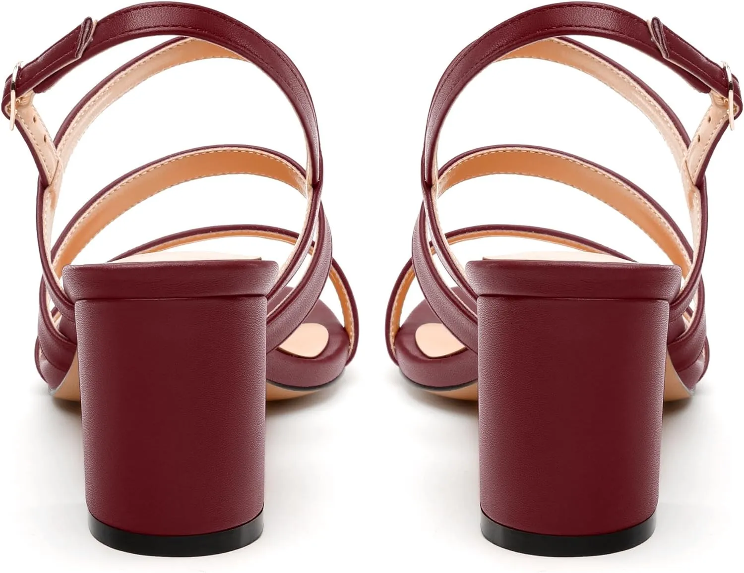 Womens Ankle Strap Sandals, Mid Block Heel Open Toe Strappy Sandals for Women, Low Chunky Heel Comfort Sandals 2"