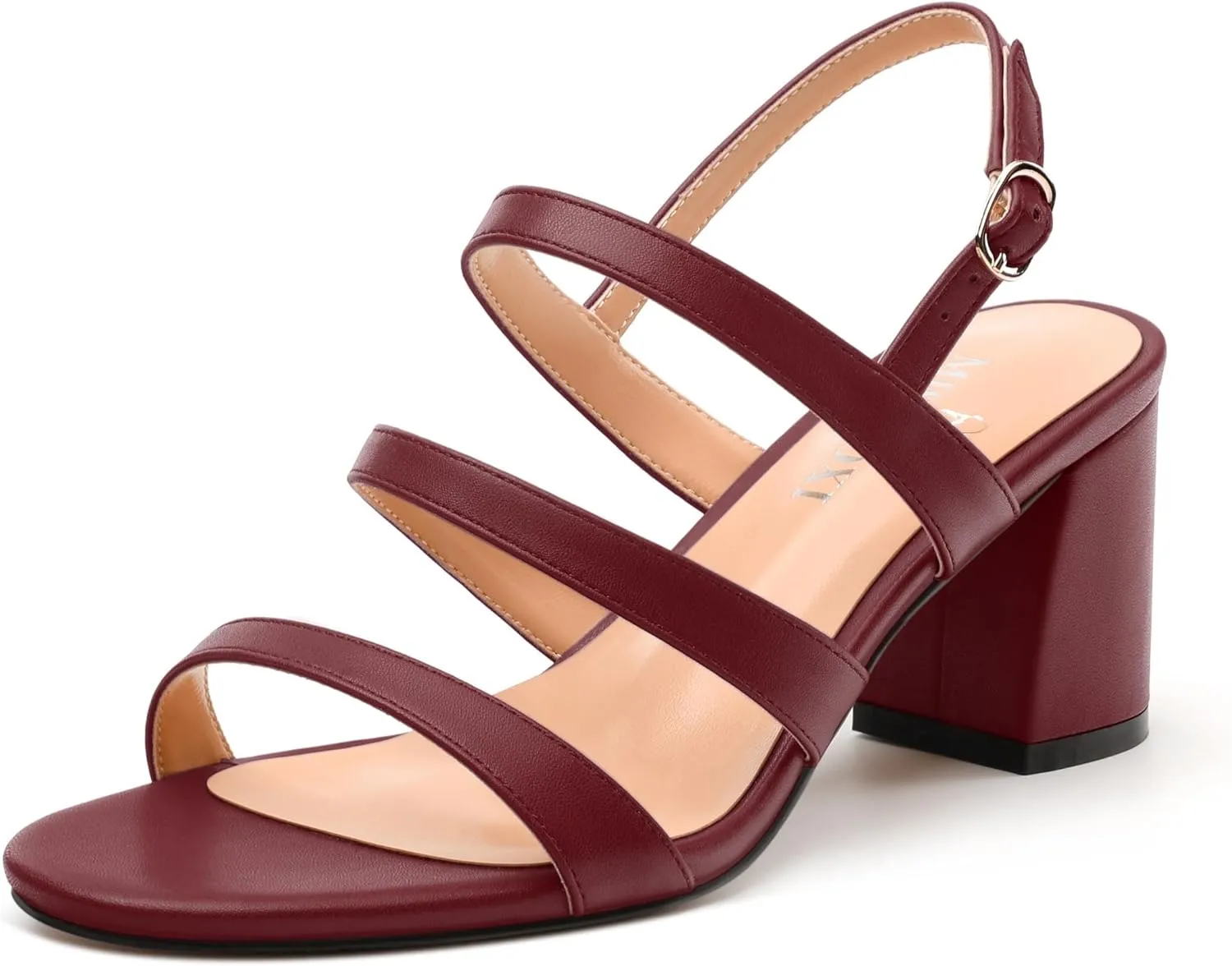 Womens Ankle Strap Sandals, Mid Block Heel Open Toe Strappy Sandals for Women, Low Chunky Heel Comfort Sandals 2"