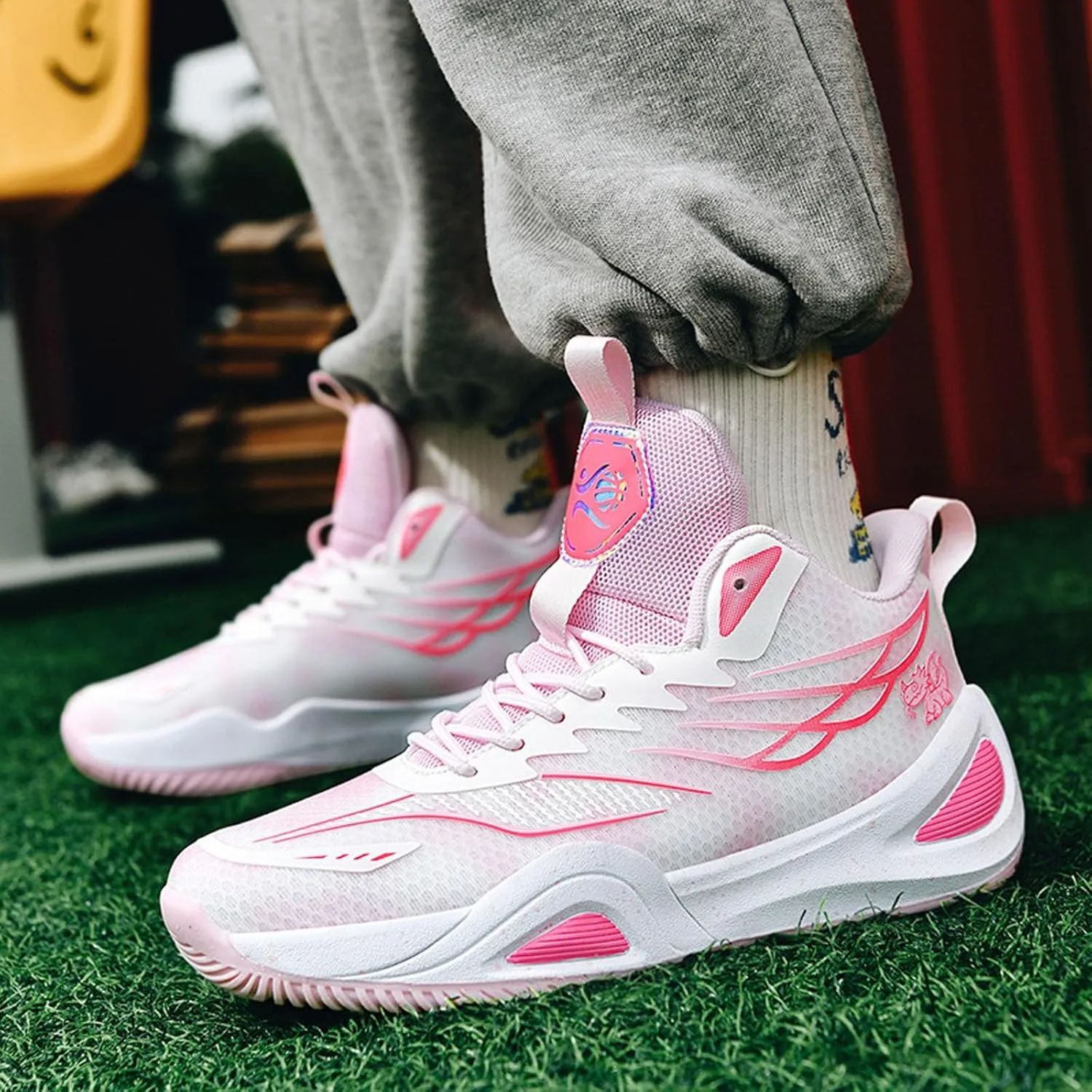 Womens Basketball Shoes for Men High Top Breathable Non Slip Unisex Adult Youth Outdoor Chukka Sneaker Boots Mens