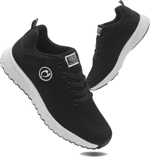 Womens Black Casual Sneakers for Women Walking Tennis Shoes Non Slip Breathable Mesh Lightweight Female Running Shoes
