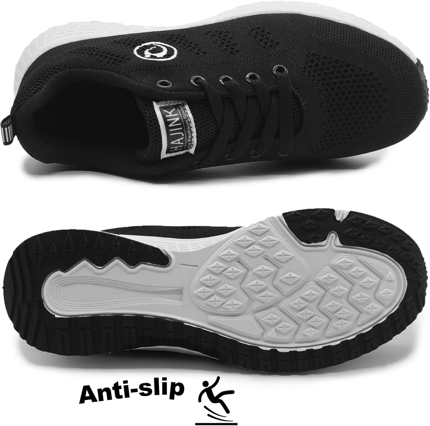 Womens Black Casual Sneakers for Women Walking Tennis Shoes Non Slip Breathable Mesh Lightweight Female Running Shoes