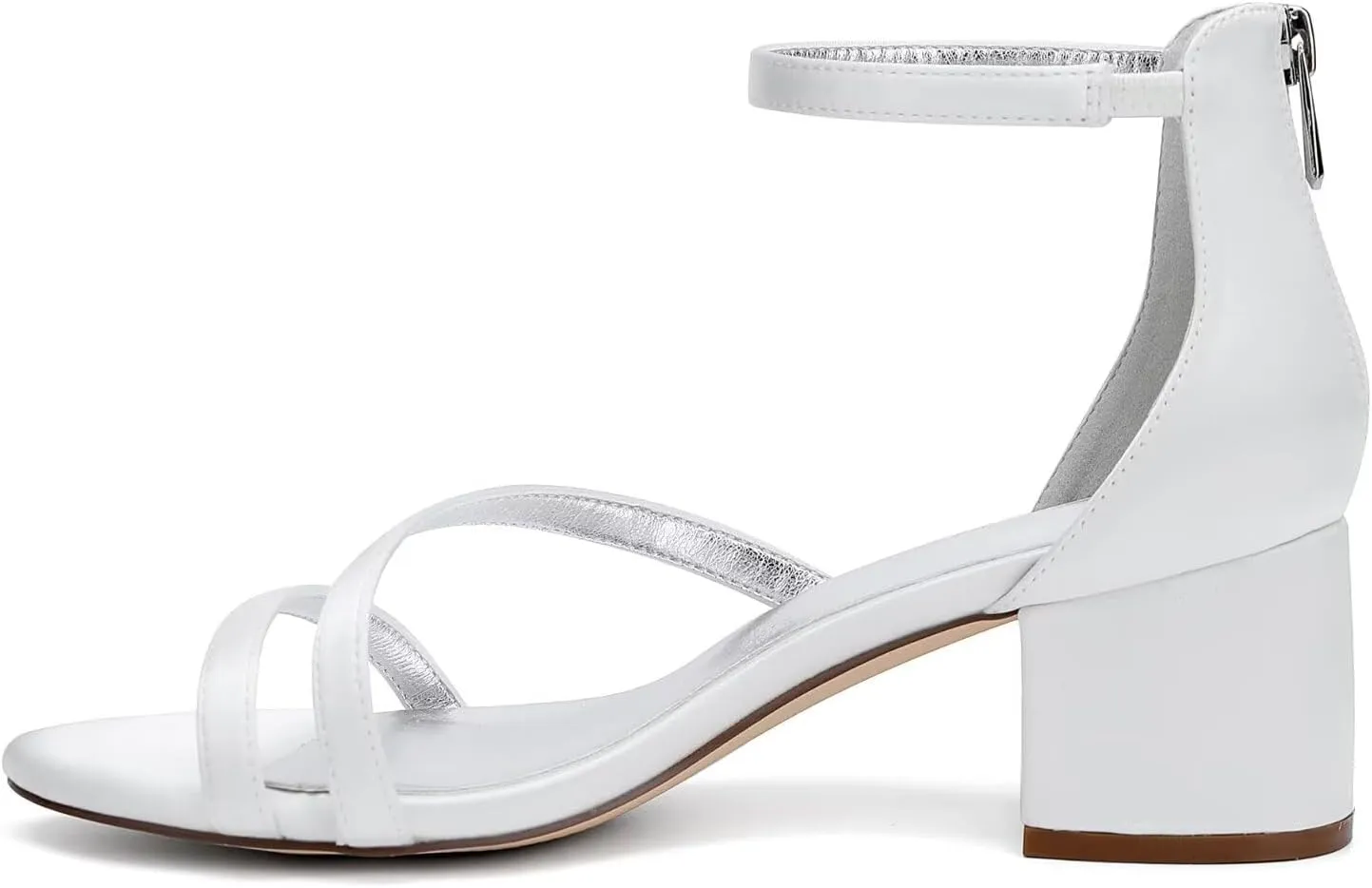 Women's Block Heel Wedding Shoes for Bride Women Open Toe Satin Chunky Heeled Bridal Sandals