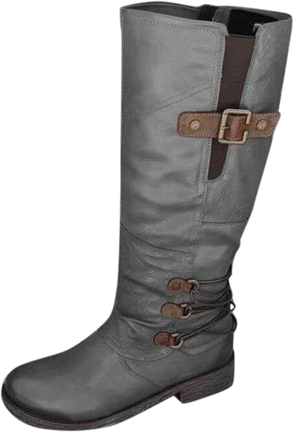 Women's Boots with Laces Heel Fashion Color Boots Waterproof Zipper Side High Boots women's boots Boots for Women without Heel