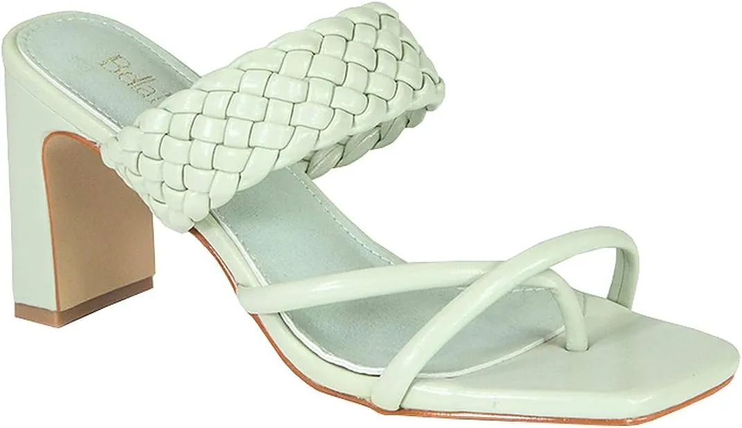 Women's Braided Heeled Sandals Square Toe Block Heel Sandals