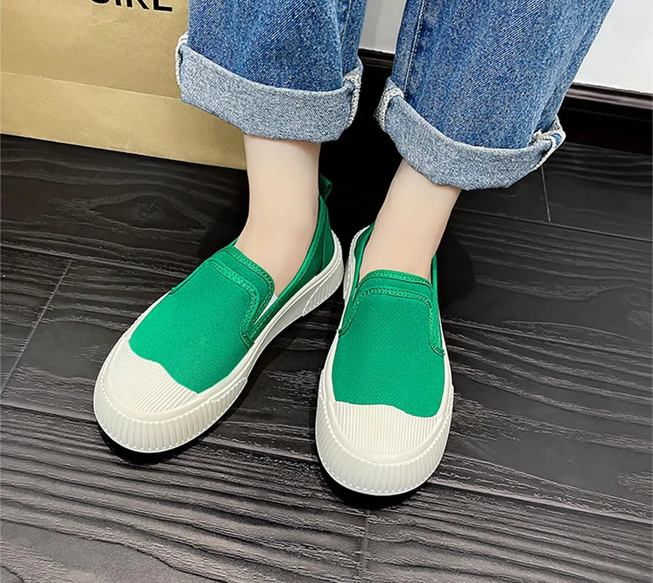 Women's Canvas Sneakers Canvas Flat Shoes Cloud Slip Shoes Running Shoes Thick Bottom Mesh Shoes Muffin Shoes Biscuit Shoes