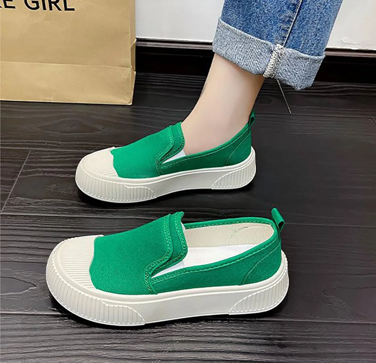 Women's Canvas Sneakers Canvas Flat Shoes Cloud Slip Shoes Running Shoes Thick Bottom Mesh Shoes Muffin Shoes Biscuit Shoes