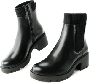 Women's Chelsea Boots Platform Elastic Zippers Chunky Heel Lug Sole Comfort Slip On Booties for women