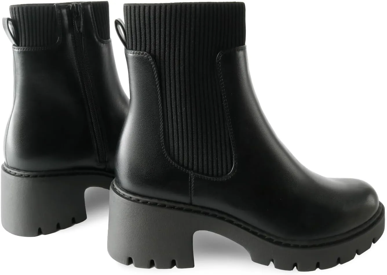 Women's Chelsea Boots Platform Elastic Zippers Chunky Heel Lug Sole Comfort Slip On Booties for women
