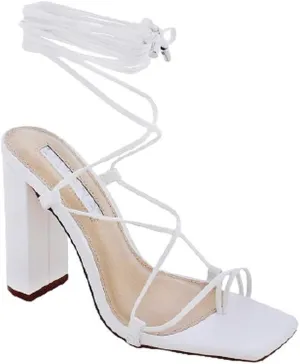 Women's Chunky Open Toe Lace Up High Heel Fashion Sandals