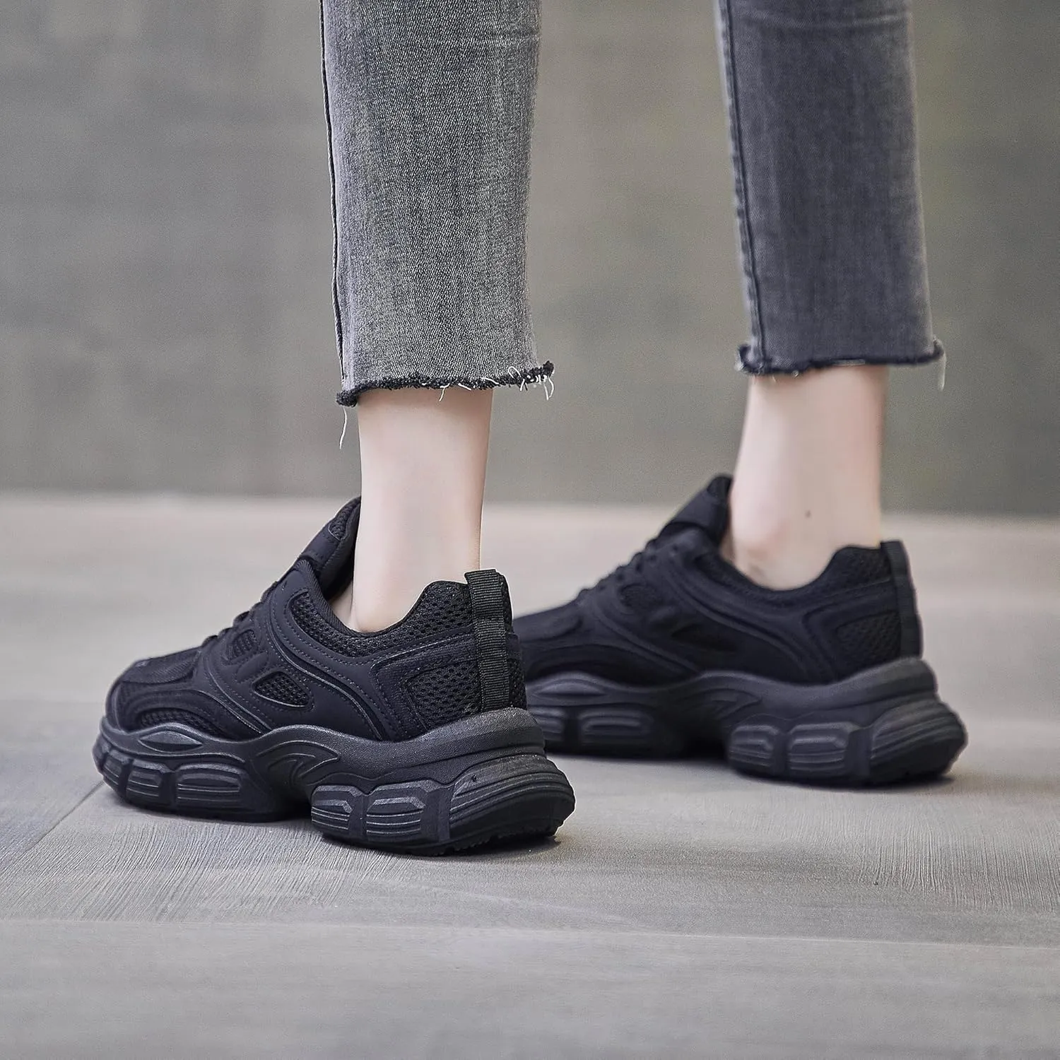 Women's Chunky Platform Sneakers Mesh Jogging Walking Shoes for Everyday,Workout,Travel