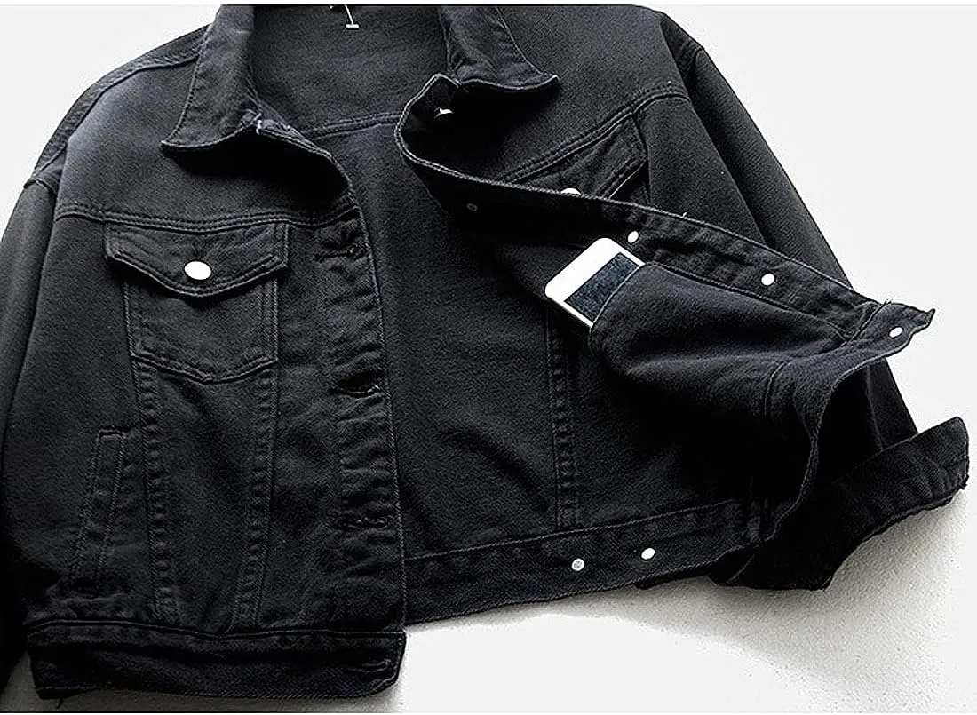 Women's Denim Cotton Button Closed Long Sleeve Solid Color Jacket With Pockets