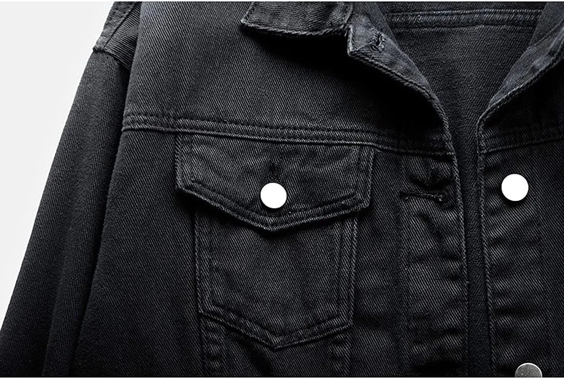 Women's Denim Cotton Button Closed Long Sleeve Solid Color Jacket With Pockets