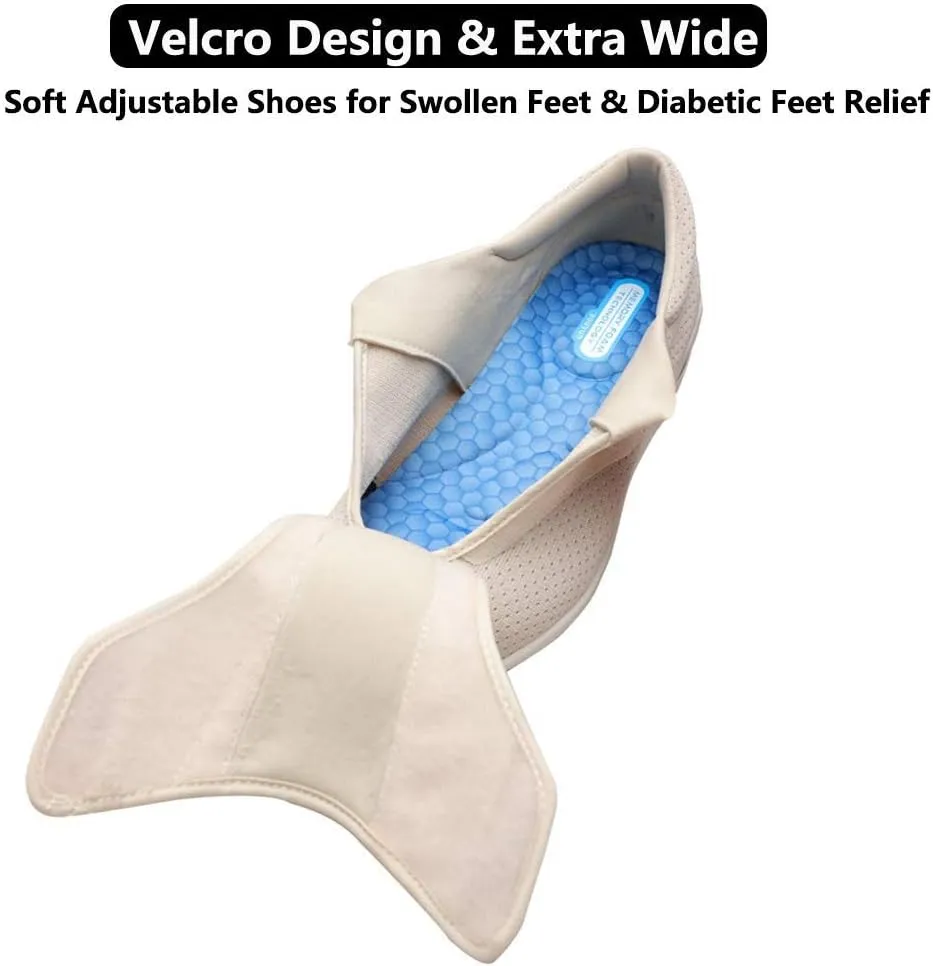 Women's Diabetic Shoes, Lightweight Wide Width Walking Sneakers with Adjustable Closures for Diabetic Edema Plantar Fasciitis Bunions Arthritis Swollen Feet