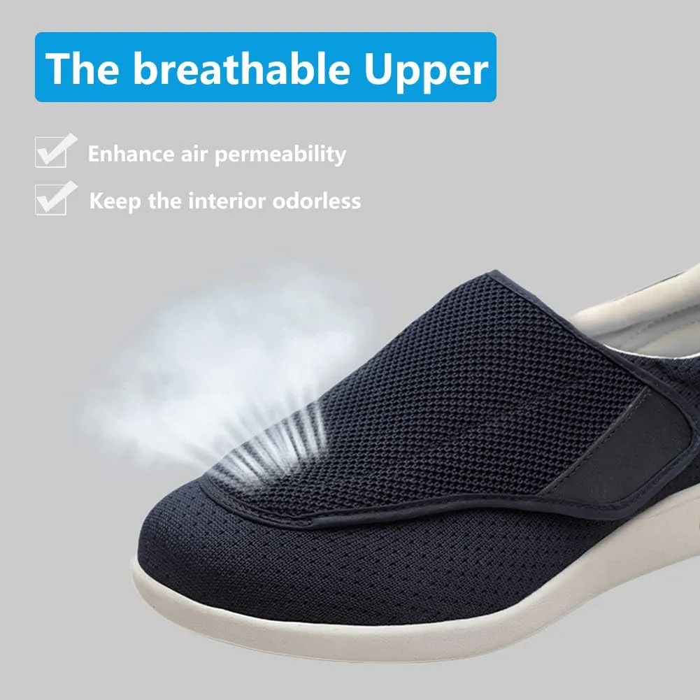 Women's Diabetic Shoes, Lightweight Wide Width Walking Sneakers with Adjustable Closures for Diabetic Edema Plantar Fasciitis Bunions Arthritis Swollen Feet