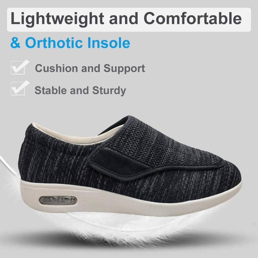 Women's Diabetic Shoes, Lightweight Wide Width Walking Sneakers with Adjustable Closures for Diabetic Edema Plantar Fasciitis Bunions Arthritis Swollen Feet