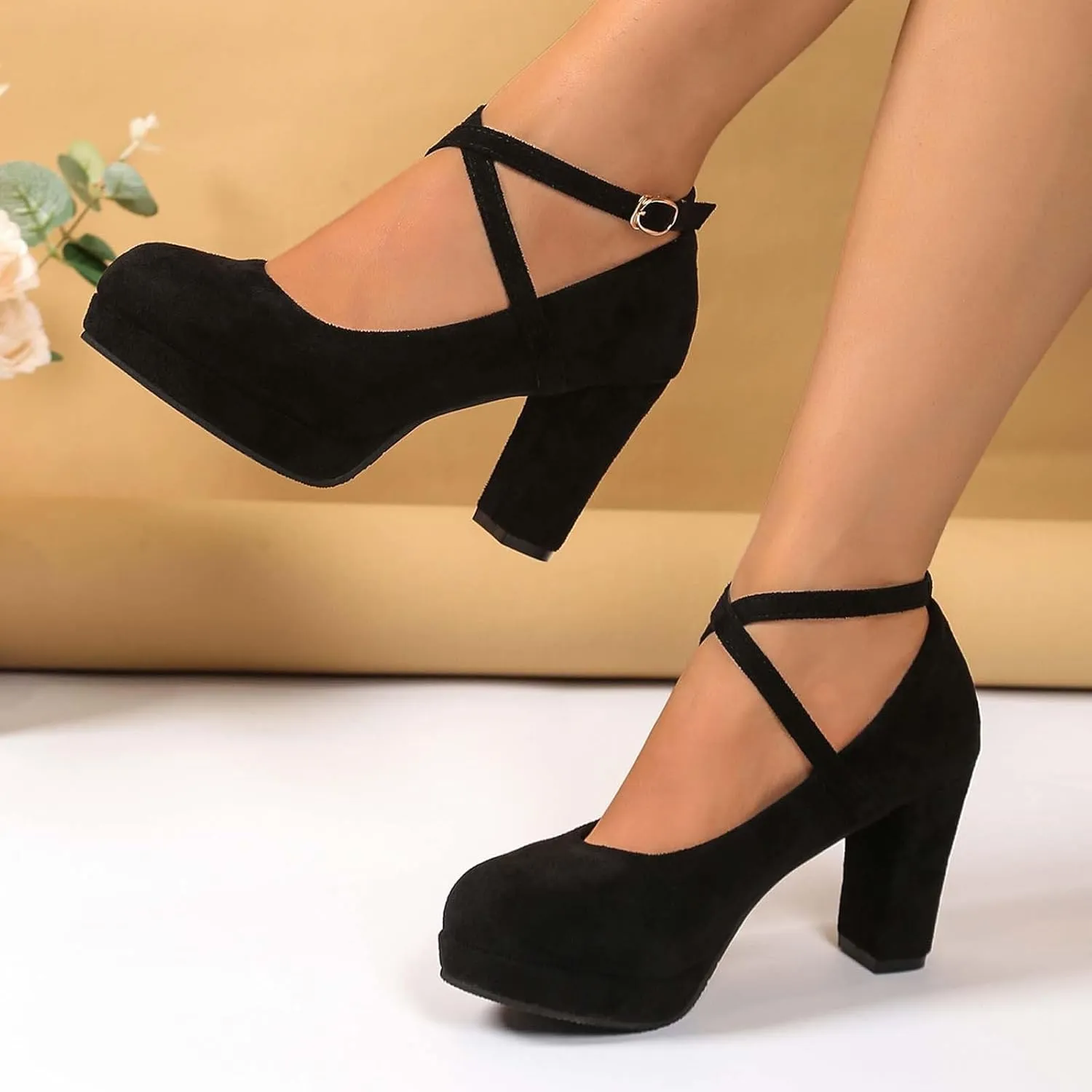Women's Elegant High Heels Pointed Toe Dress Shoes for Ladies Comfortable Chunky Heel Party Wedding Wear Spring