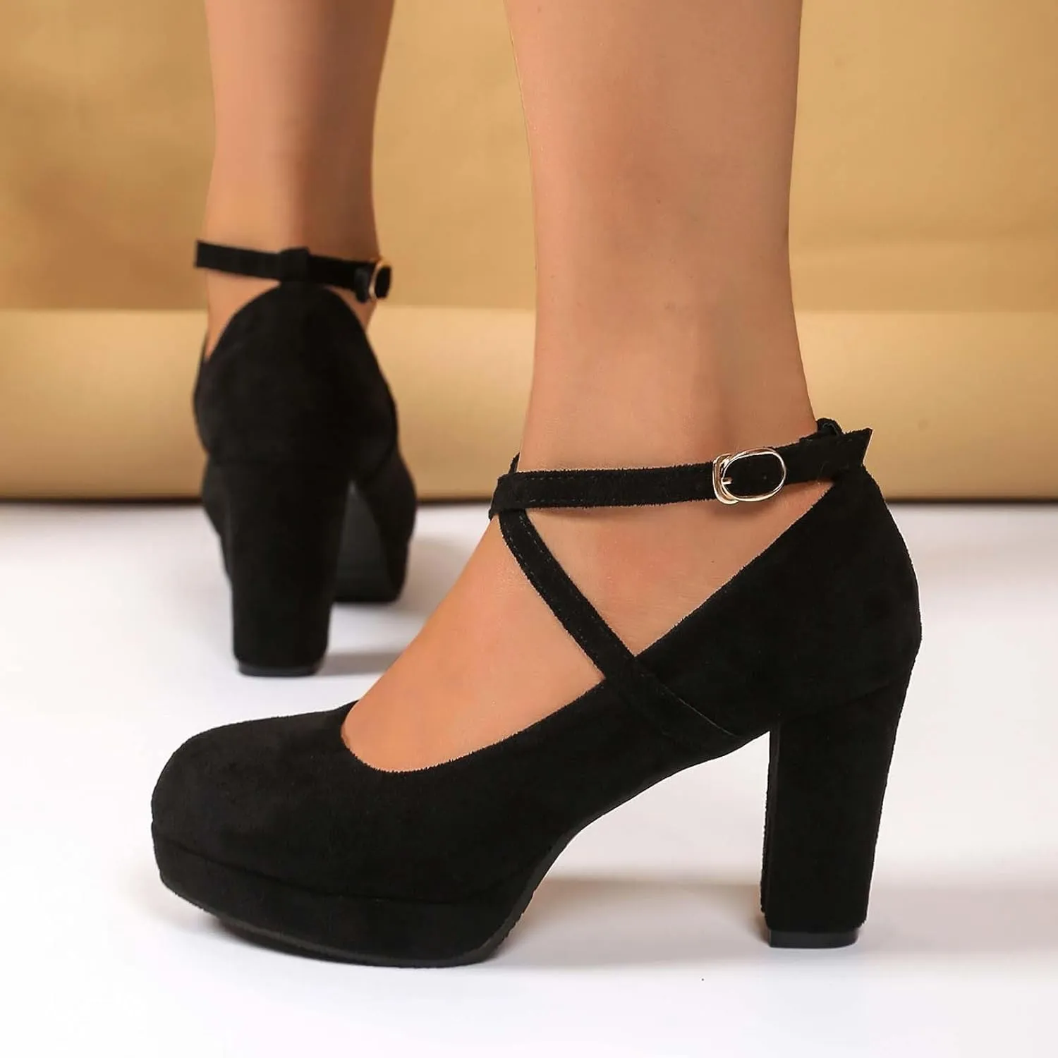Women's Elegant High Heels Pointed Toe Dress Shoes for Ladies Comfortable Chunky Heel Party Wedding Wear Spring