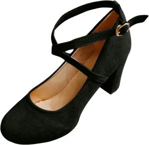 Women's Elegant High Heels Pointed Toe Dress Shoes for Ladies Comfortable Chunky Heel Party Wedding Wear Spring