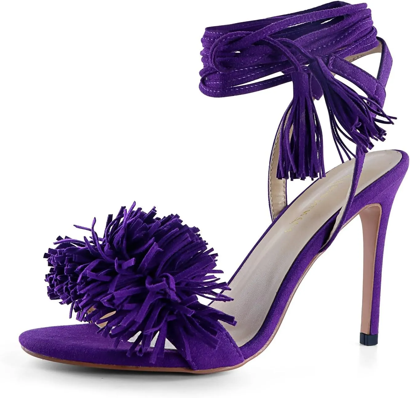 Women's Fringe High Heel Sandals Open Toe Stiletto Tassels Sandals Ladies Fashion Strappy Heeled Sandals