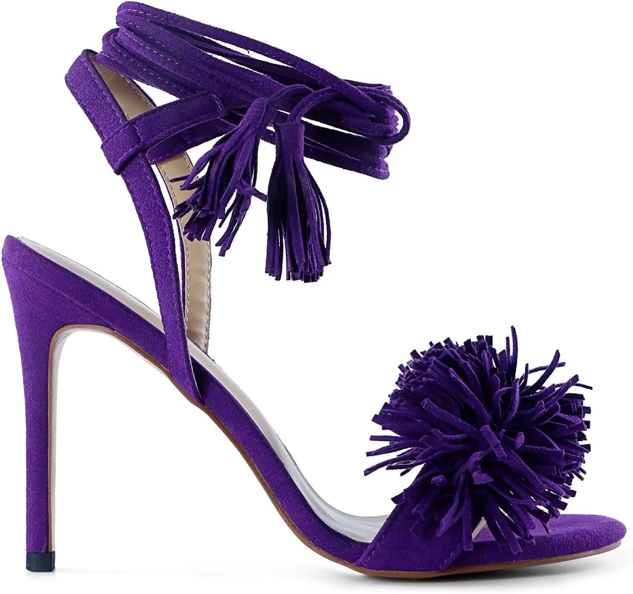 Women's Fringe High Heel Sandals Open Toe Stiletto Tassels Sandals Ladies Fashion Strappy Heeled Sandals