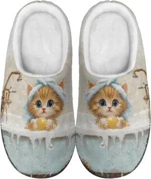 Women's Fuzzy Slip On Home Slipper Warm Winter Indoor Outdoor Slipper Cozy Comfort Non-Slip Bedroom Slipper with Flannel Lining US 3-13